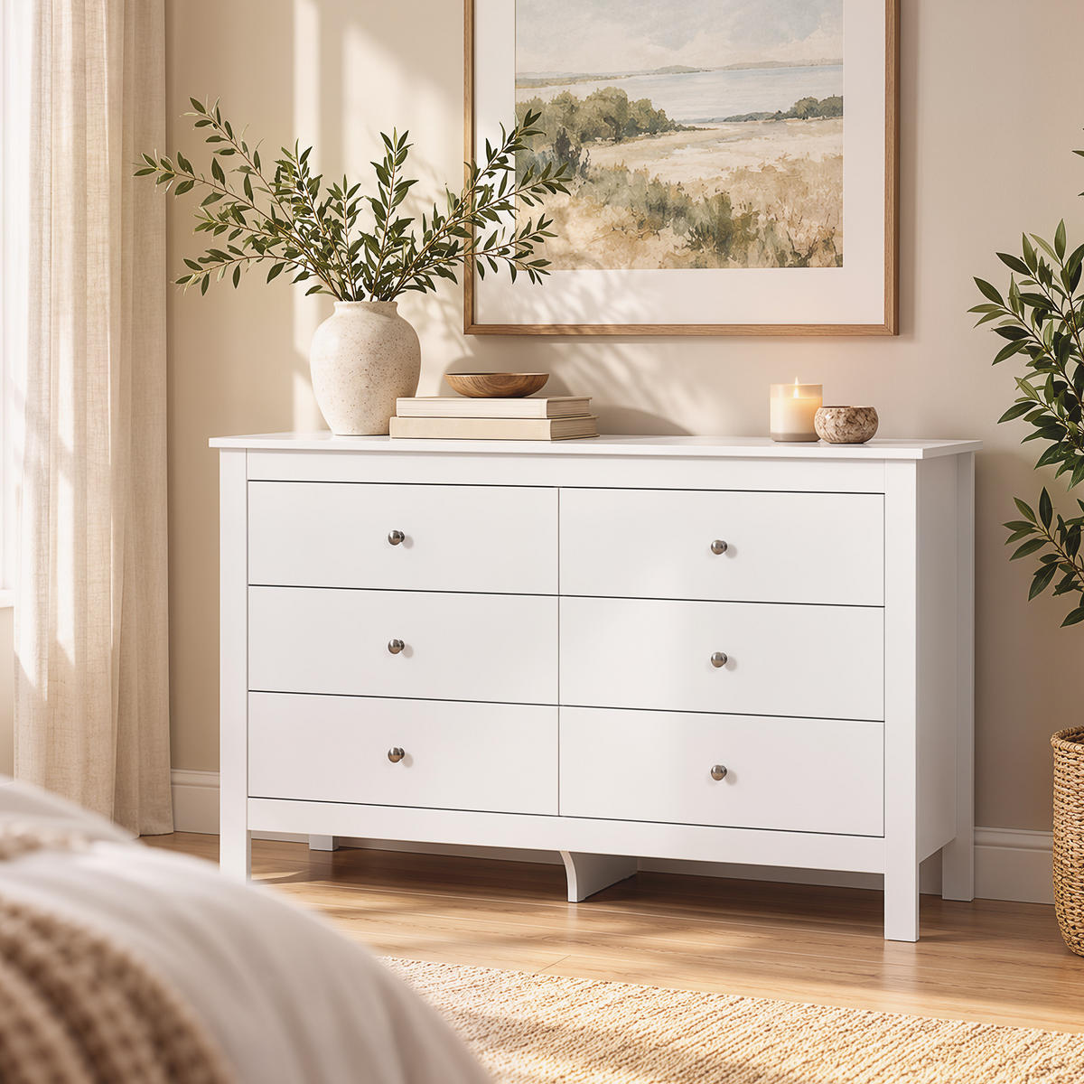 KOMODA MDF bílá - bílá/niklová, kov/kompozitní dřevo (39.5/75.5/118cm) - HOMCOM