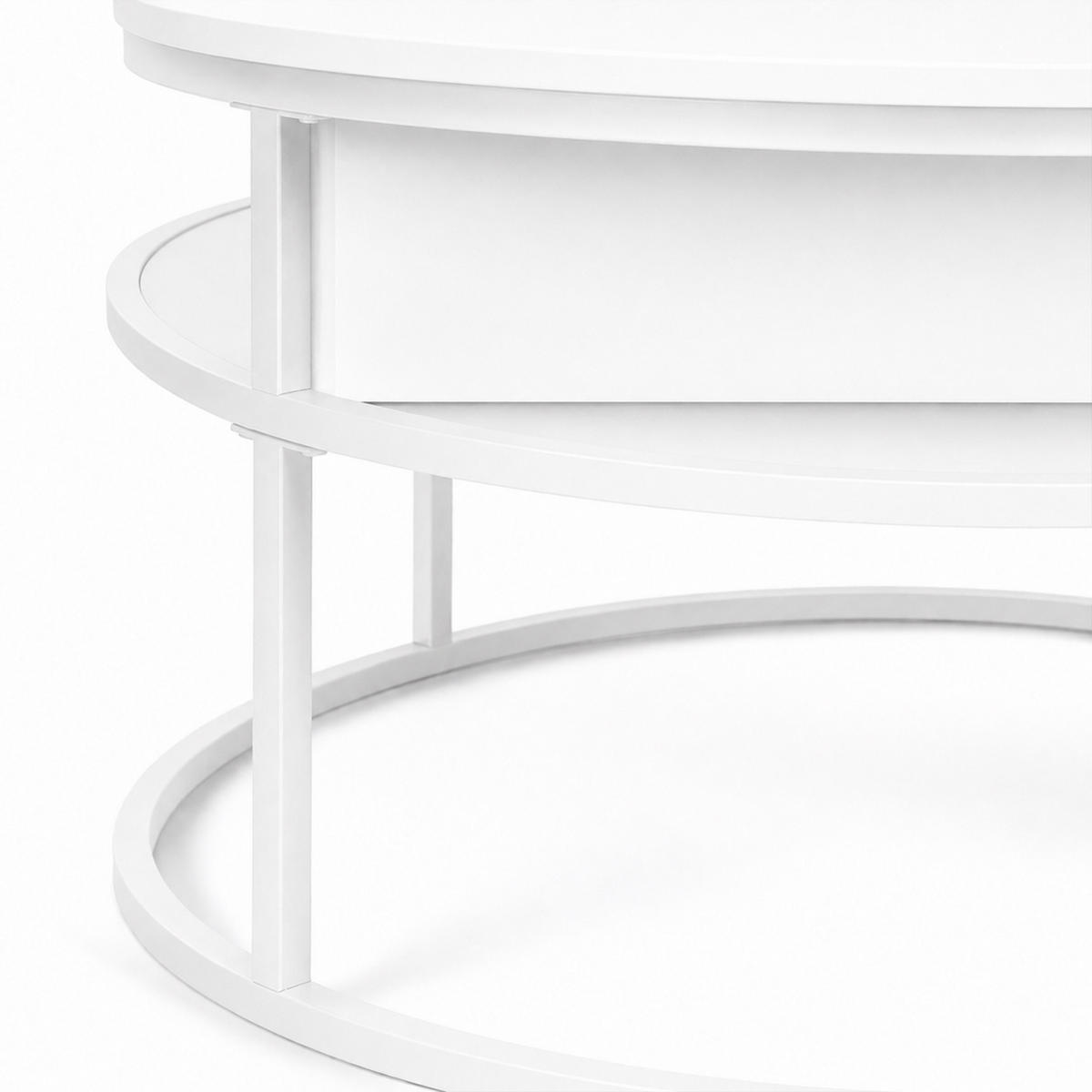 STOLÍK Biela so zdvíhacou doskou - biela, kov/kompozitné drevo (80/80/47cm) - Relaxdays