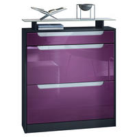 SCHUHSCHRANK Fiesta Brombeer Hochglanz / Weiß Hochglanz - Brombeere, Holzwerkstoff (89/104/23cm) - Vladon
