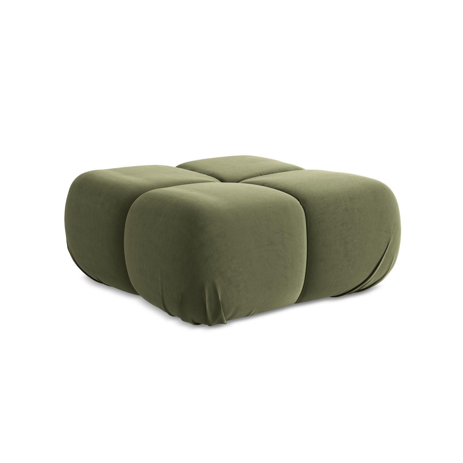 POUF Samt Stoff Grün - Schwarz/Olivgrün, Kunststoff/Textil (95/41/95cm) - LaMiaSofa