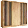SCHWEBETÜRENSCHRANK Helios 240/216/61 eiche Artisan+schwarz mit Schubladen - Schwarz/Eiche Artisan, Holzwerkstoff (240/216/61cm) - Beautysofa