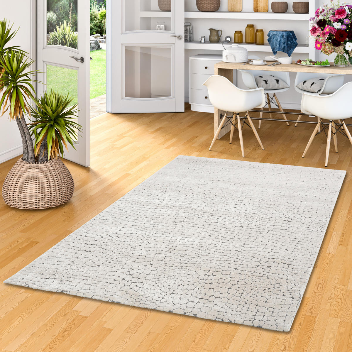VENEZIA LUXUS DESIGNER TEPPICH STEINOPTIK - Grau, Textil (160/230cm) - Pergamon