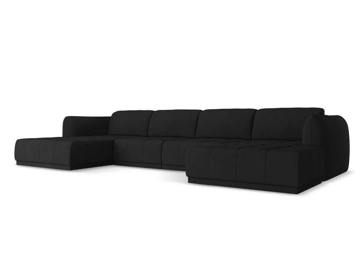 WOHNLANDSCHAFT Chenille Stoff Schwarz - Schwarz, Kunststoff/Textil (370/74/170cm) - Makamii