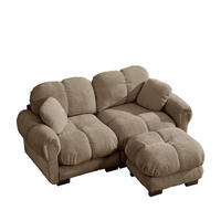 SOFA aus Chenille Braun mit mobilem Hocker - Braun, Holz (149/190cm) - Meubliv