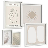 BILDER SET 5er Set - 50x50 cm & 20x30 cm & 40x60 cm Weißer Rahmen - Minimalistische Sandwellen - Weiß, Kunststoff (40/60cm) - TULUP