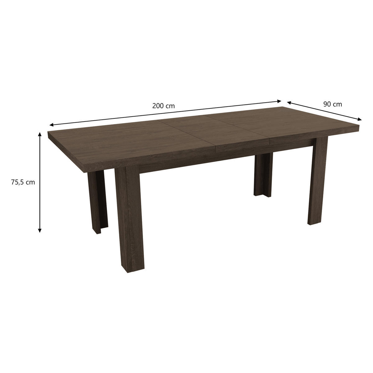 ESSTISCH ausziehbar 160-200 x 90 x 75,5 cm Esche dunkel - Dunkelbraun, Holzwerkstoff (90/160/75.5cm) - Koseto