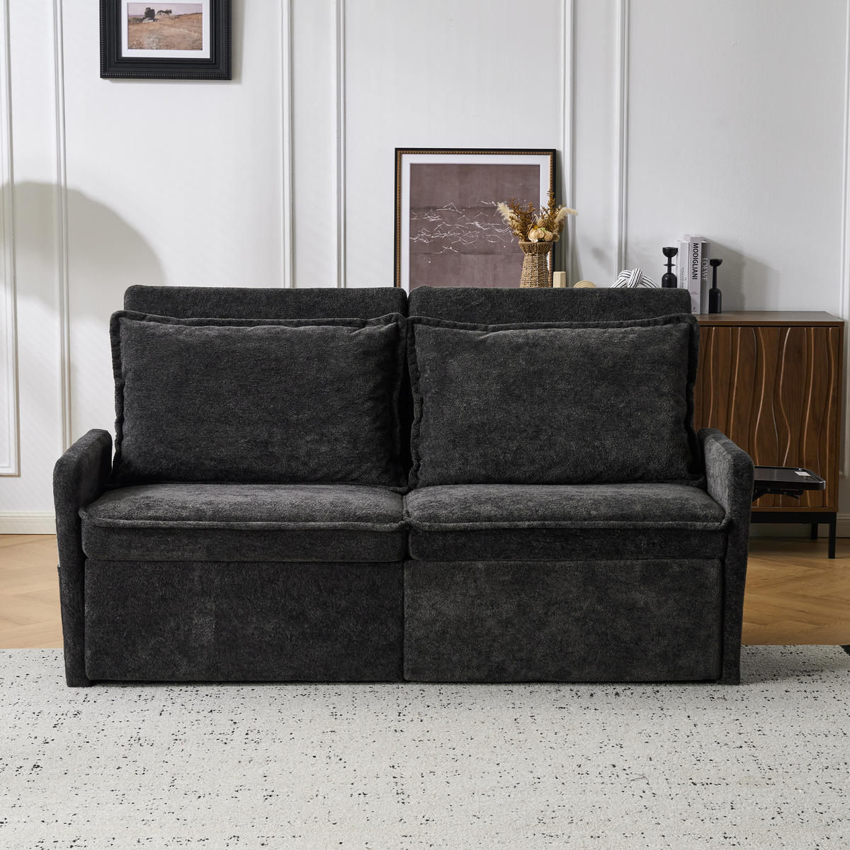 SCHLAFSOFA DE-33505 mit 5‑Stufen verstellbar Schwarz - Schwarz, Textil (172.5/95/71cm) - ComfortXL