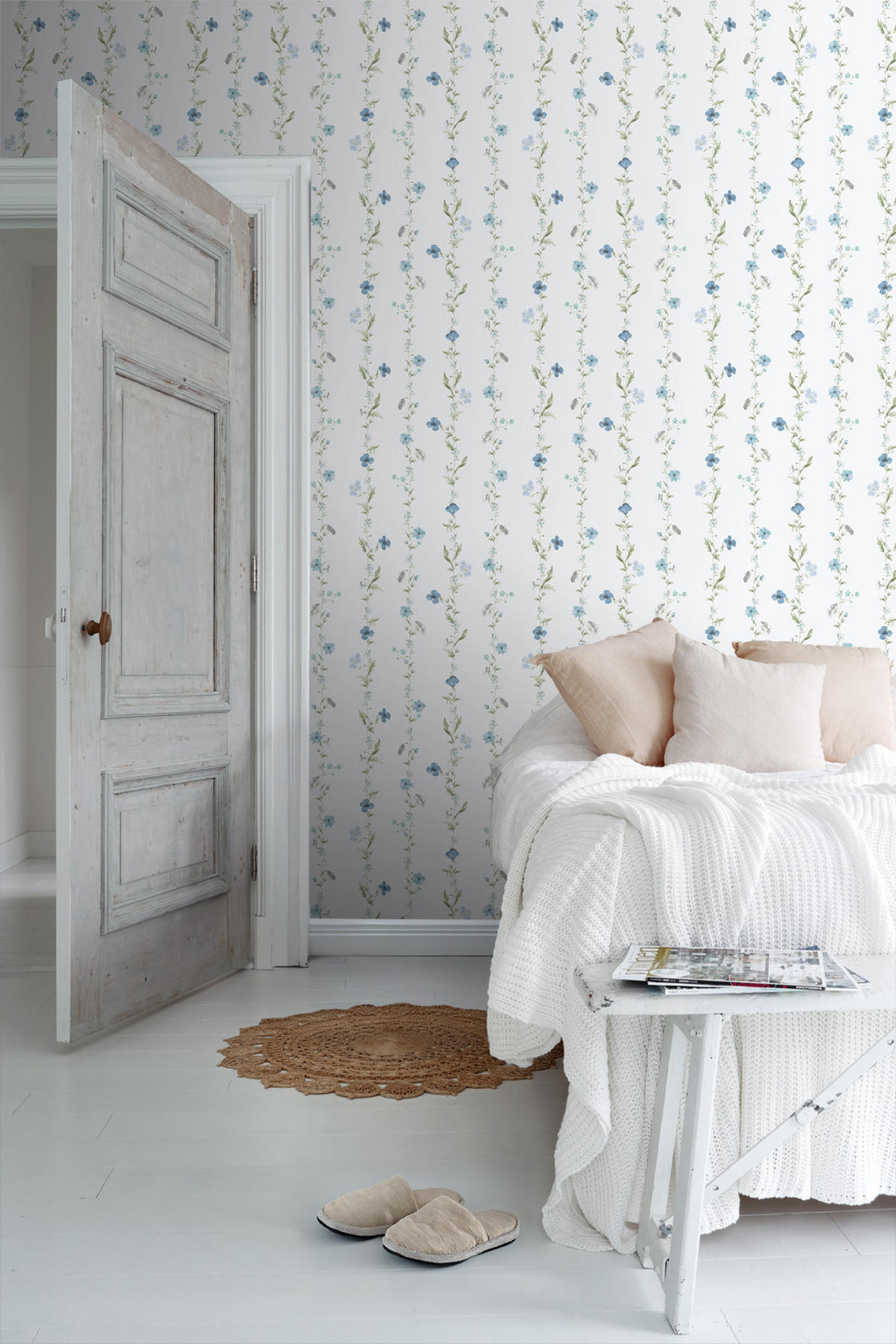 TAPETE Blumen 53 cm x 10 m - Blau, Papier (53/1000cm) - Sanders & Sanders