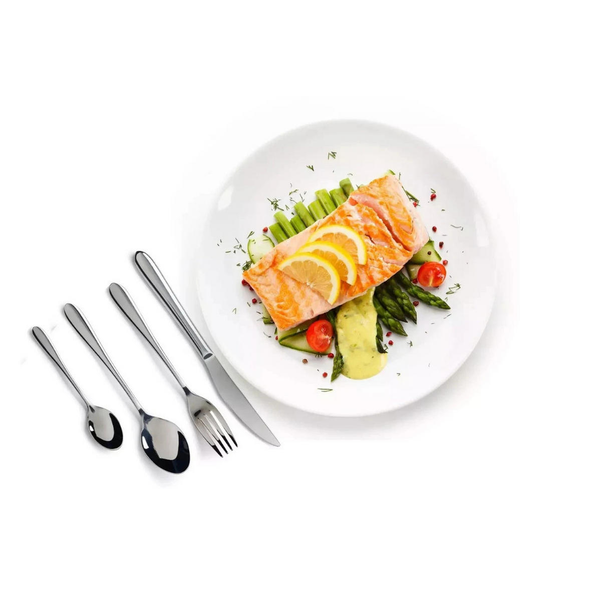 BESTECKSET 42-Teilig, Für 6 Personen, Edelstahl, Rostfrei, Tafelbesteck, Messer, Gabel, Löffel, Dessertbesteck, Küche, Silber, Essbesteck, Haushalt - Silberfarben, Metall - Alpina