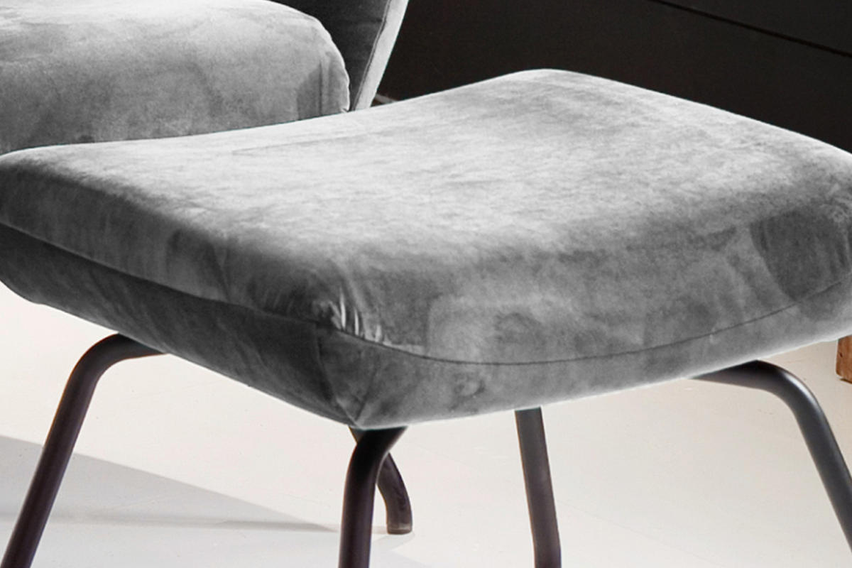 HOCKER LOTTE Silber Velvet - Silberfarben, Textil/Metall (57/44/52cm) - KAWOLA