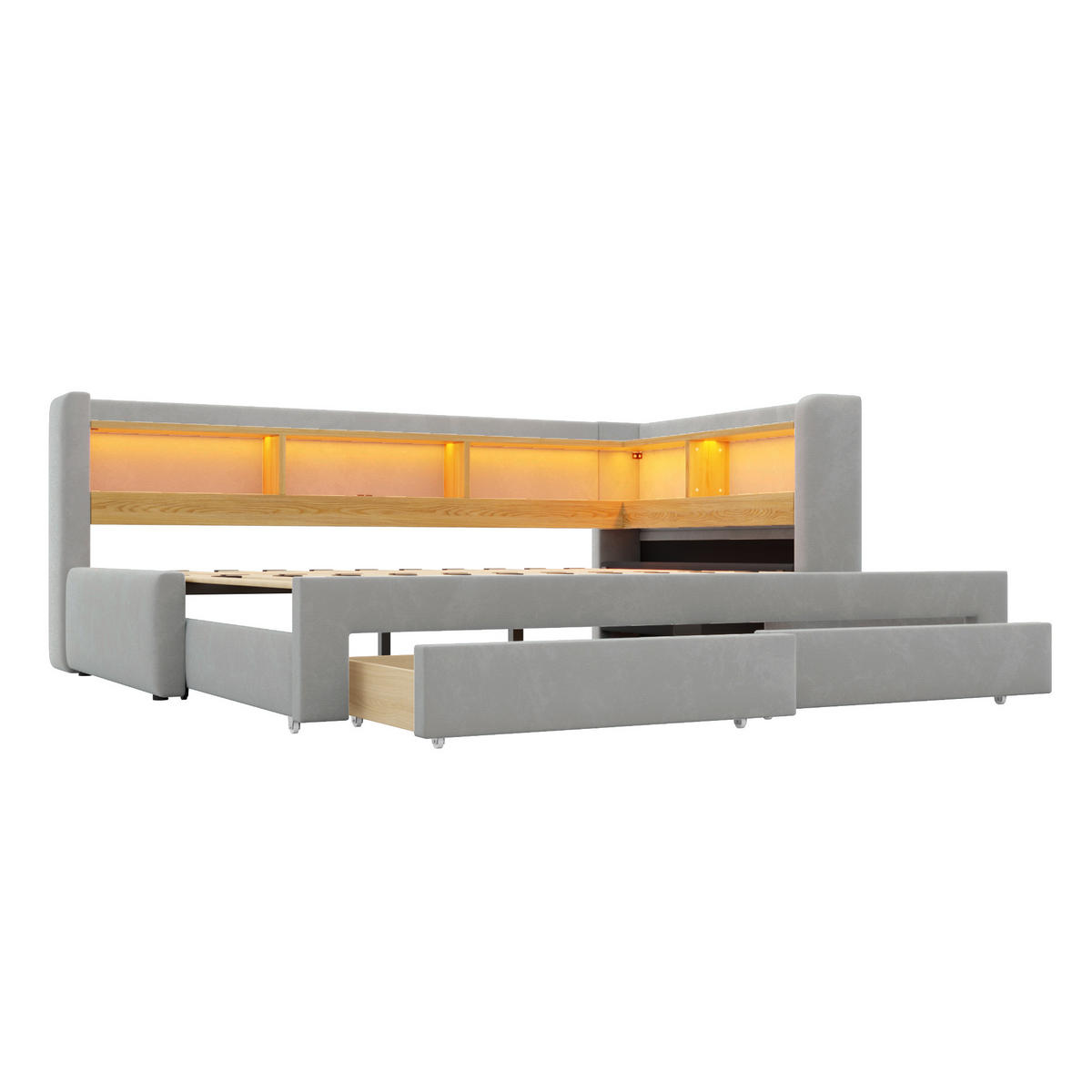 AUSZIEHBETT 90/180/200 cm, DE-41720, in Grau - Grau, Metall (90/200cm) - ComfortXL