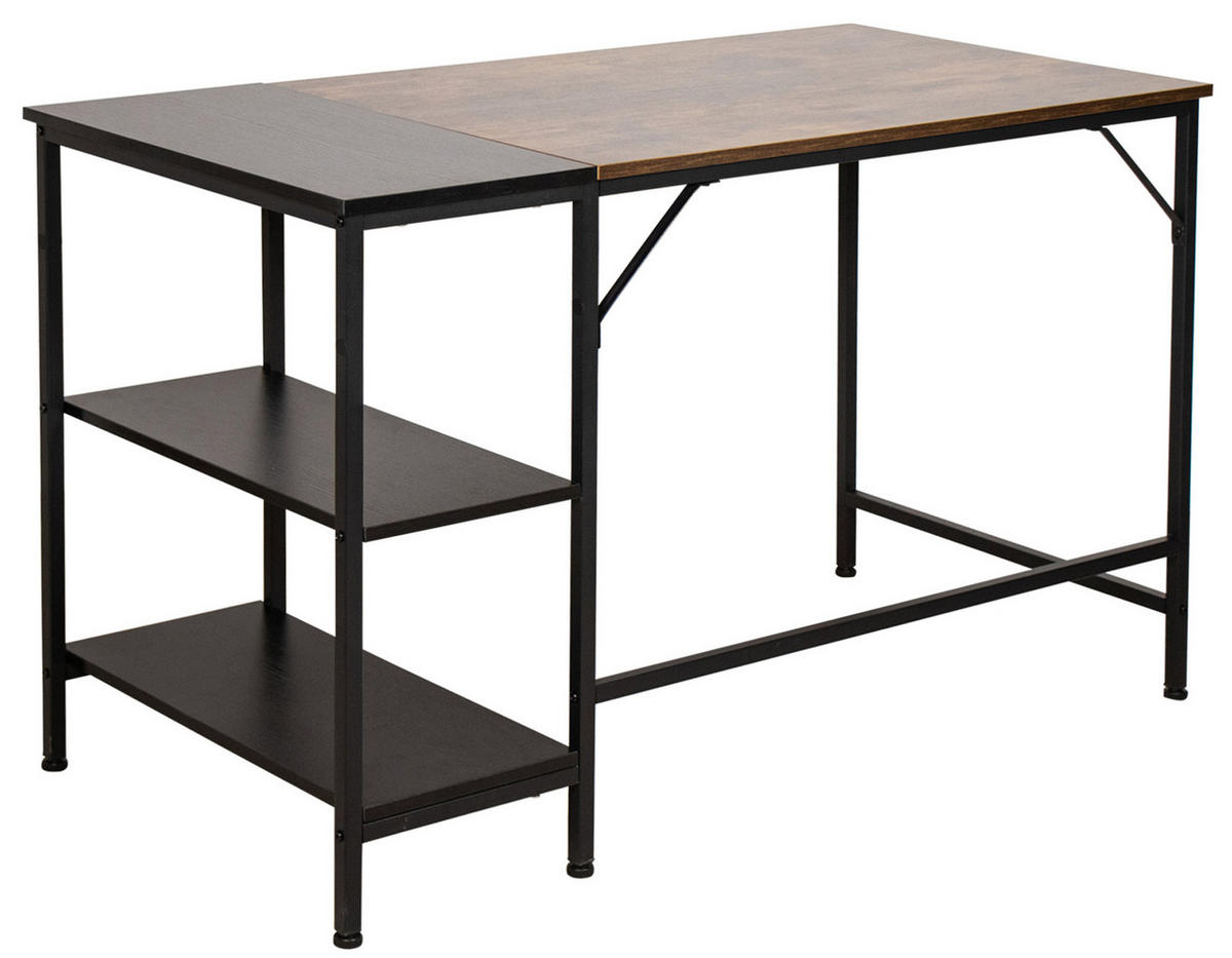 SCHREIBTISCH 120/60/75 cm Holz schwarz/braun - Schwarz/Braun, Holz/Metall (60/120/75cm) - CLP