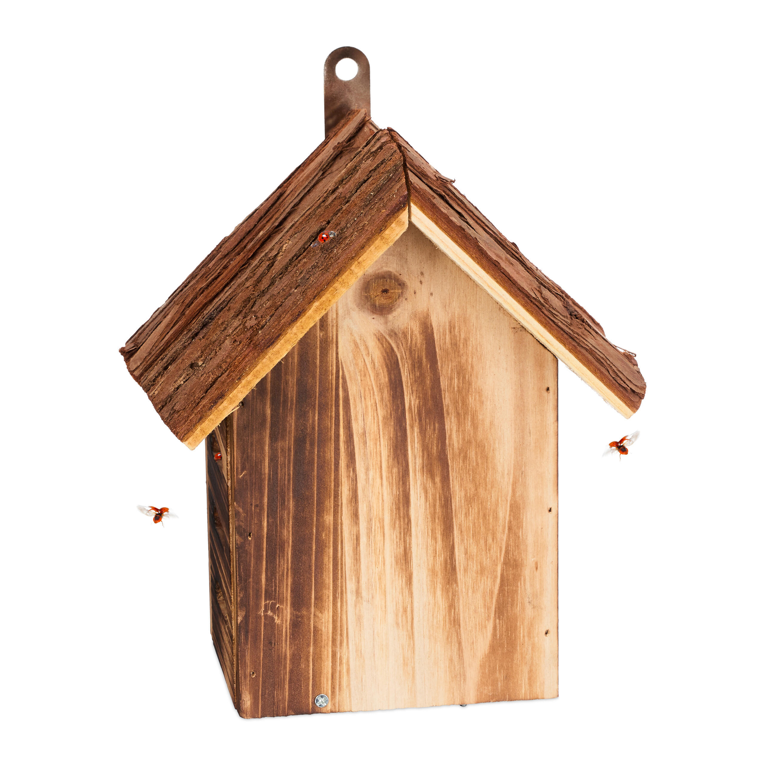 MARIENKÄFERHAUS - Braun, Holz (18/22/12cm) - Relaxdays