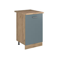 KÜCHENUNTERSCHRANK R-Line, Blau-Grau/Goldkraft Eiche, 50 cm Arbeitsplatte Goldkraft Eiche - Honigeiche/Blaugrau, Holzwerkstoff (50/81.6/60cm) - Vicco