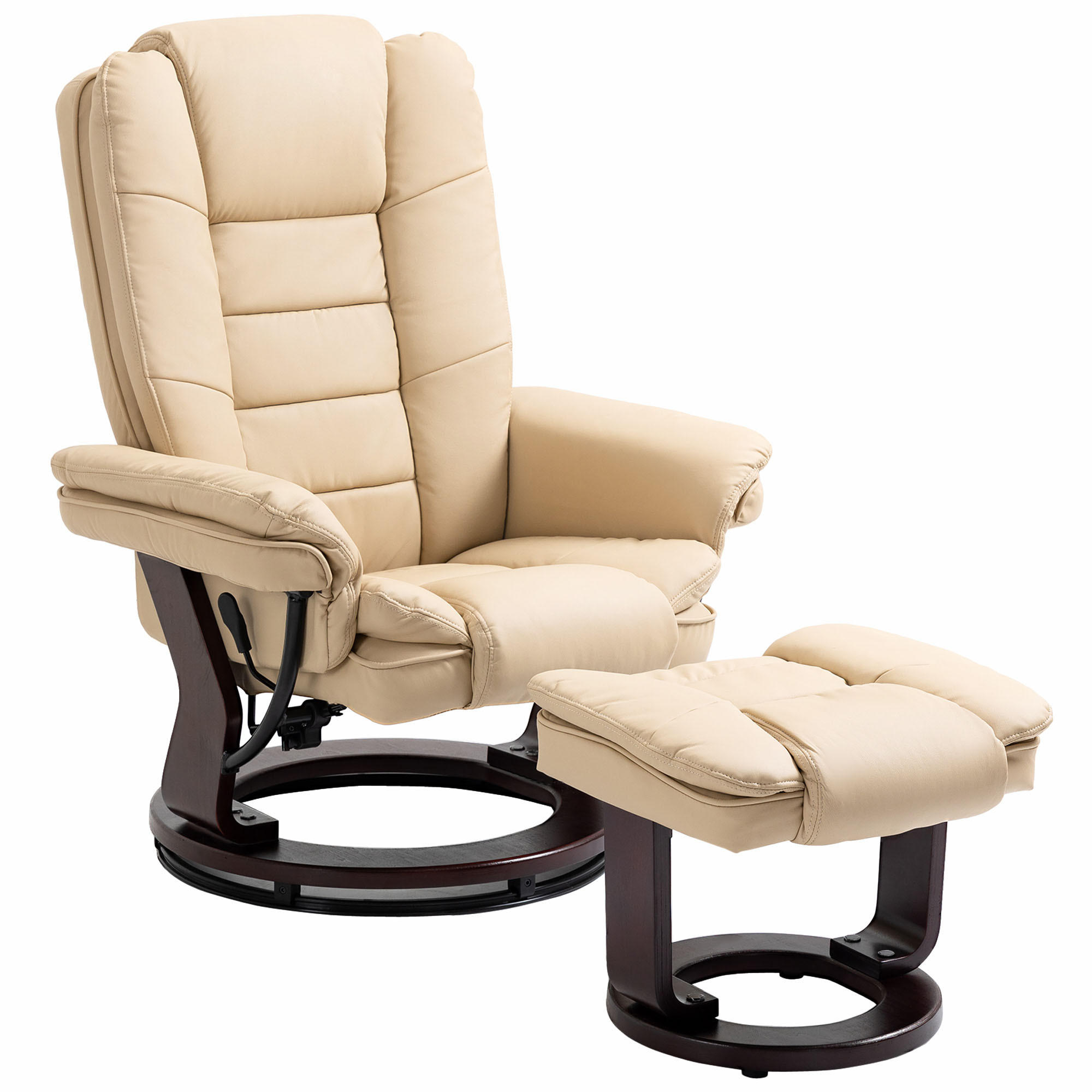 RELAXSESSEL DE-17417 135° neigbar, 360° drehbar mit Fußstütze Beige - Beige, Holz (82/106/85cm) - ComfortXL