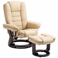 RELAXSESSEL DE-17417 135° neigbar, 360° drehbar mit Fußstütze Beige - Beige, Holz (82/106/85cm) - ComfortXL