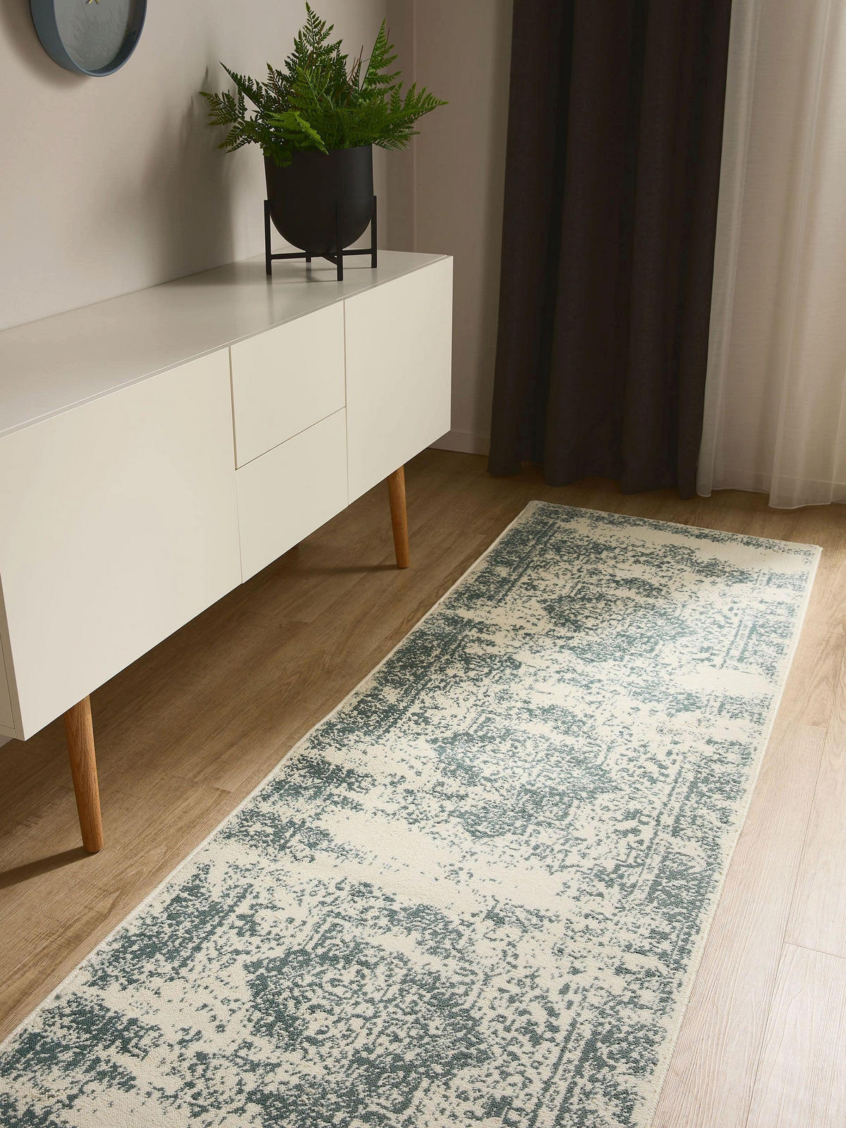 VINTAGE-LÄUFER Suki 80/240 cm - Creme/Mintgrün, Kunststoff (80/240cm) - benuta
