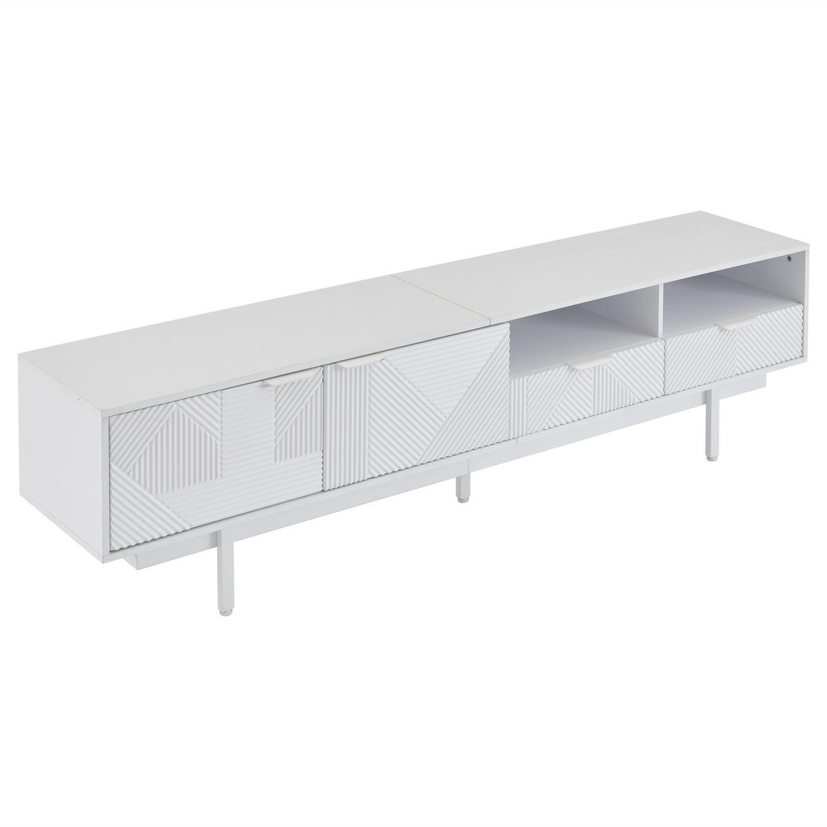 TV-ELEMENT in Weiß TV Schrank mit Stauraum,Schubladen,B200/T40/H51cm - Weiß, Holzwerkstoff/Metall (200/51/40cm) - STILVORA