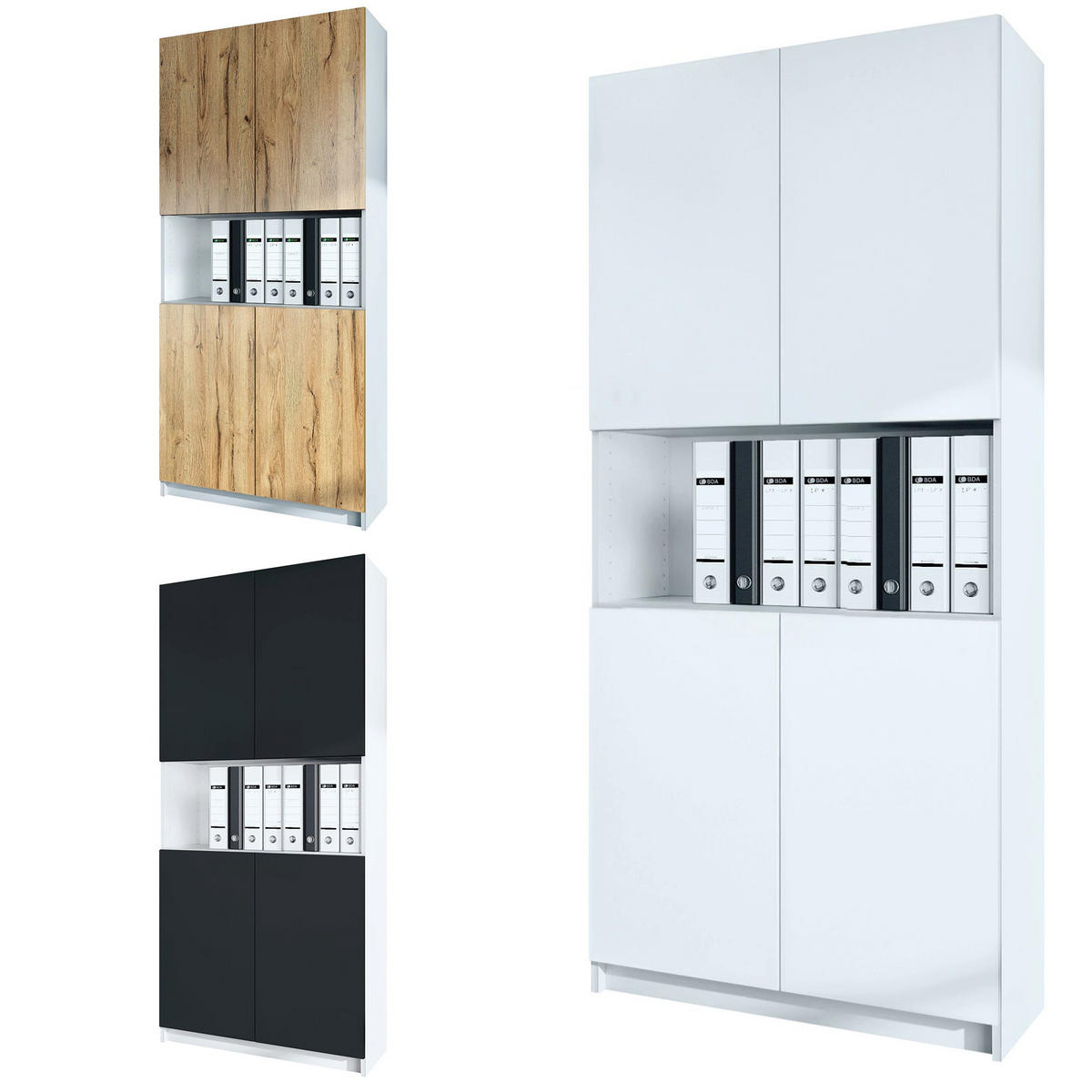 AKTENSCHRANK Elona M2, Büroschrank mit Soft-Close & Push-to-Open, Weiß/ Anthrazit matt (82 x 184 x 37 cm) - Anthrazit, Holzwerkstoff (82/184/37cm) - InnoFurn
