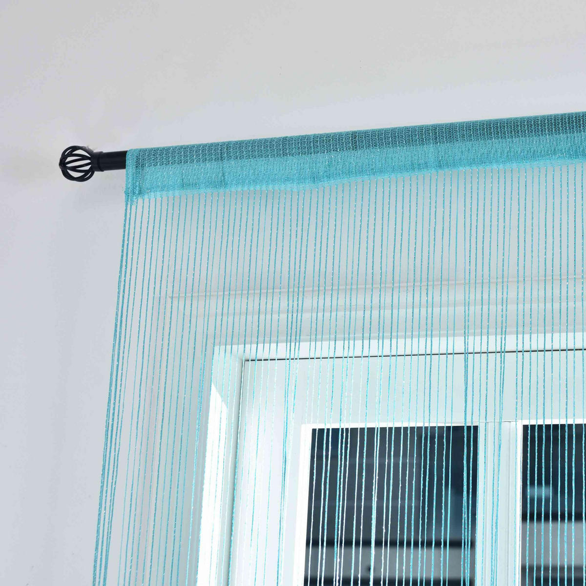 FADENGARDINE Shanghai HxB 230x100 cm Türkis Lurex - Türkis, Textil (100/230cm) - Gardinenbox