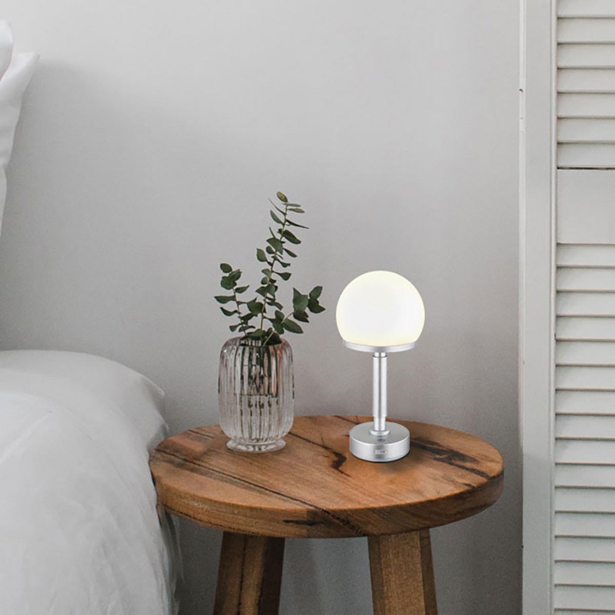 LED TISCHLEUCHTE Haku Silber Opal - Silberfarben, Kunststoff (14/14/29.5cm) - Globo Lighting