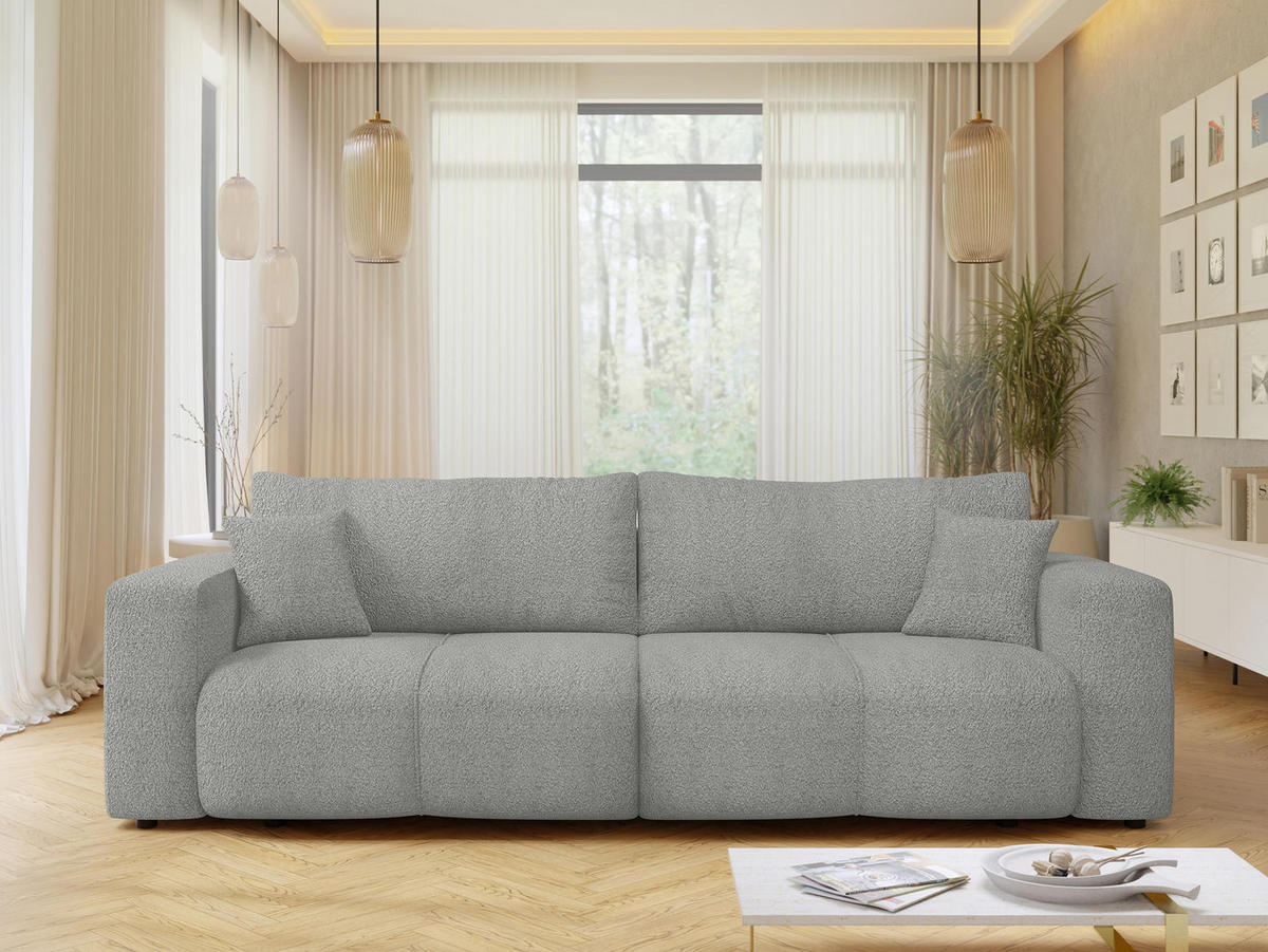 SCHLAFSOFA Furyn Boucle - Schwarz/Grau, Holzwerkstoff/Kunststoff (248/82/92cm) - MIRJAN24