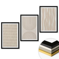 WANDBILDER 3er-Set - 40x60 cm Schwarzer Rahmen - Abstrakte beige Muster - Schwarz, Kunststoff (40/60cm) - ArtPrintCave