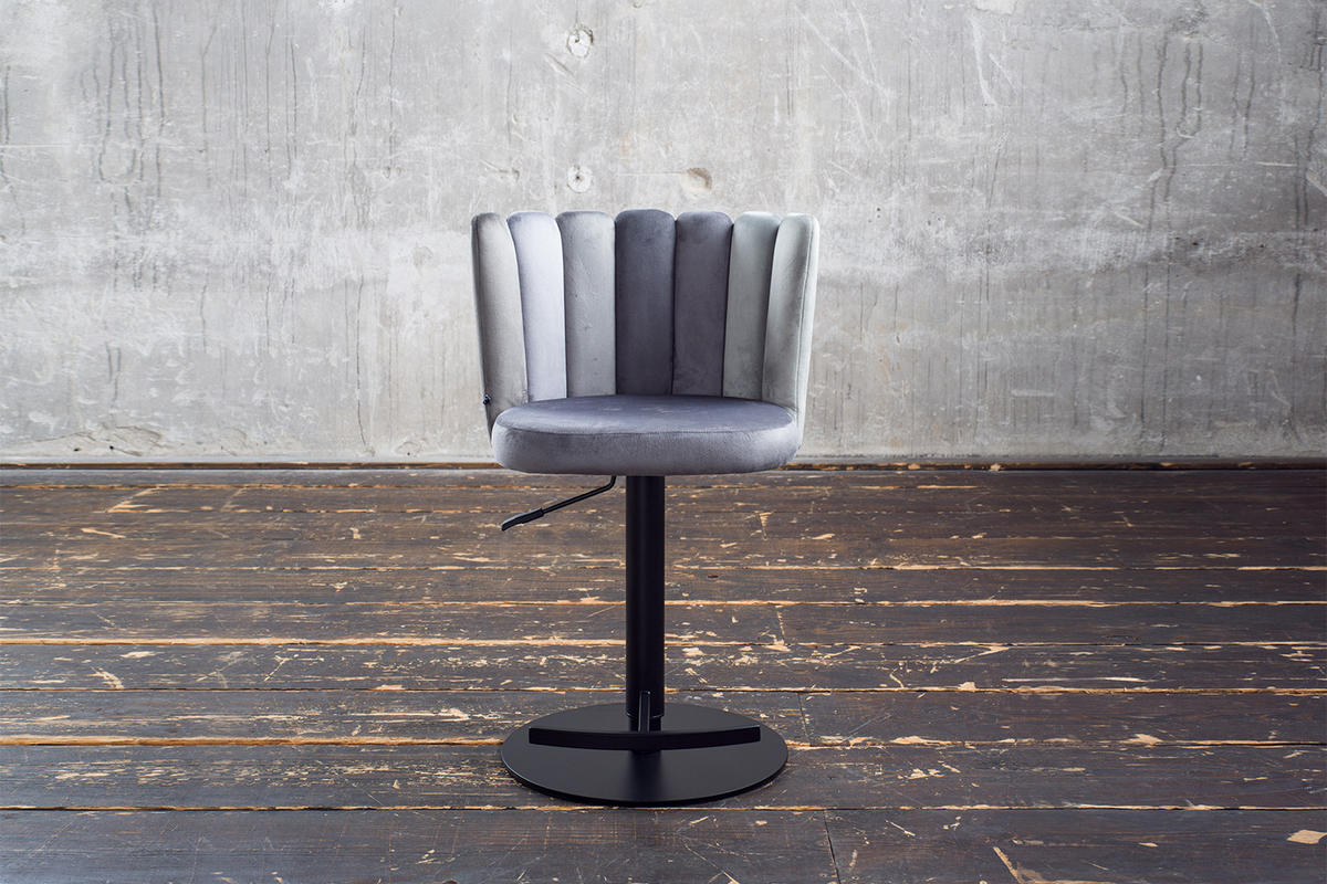 BARHOCKER JADA Grau Velvet - Schwarz/Grau, Kunststoff/Textil (55/85/53cm) - KAWOLA