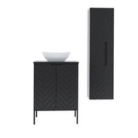 BADMÖBEL 60.6cm Daria 2er-Set Schwarz - Schwarz, Holzwerkstoff (60.6/84.2/45.8cm) - Petits-meubles