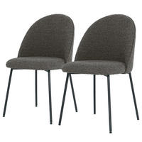 POLSTERSTUHL - 2er-Set - Bouclé / Eisen - Grau, Textil/Metall (49/84/54cm) - home24