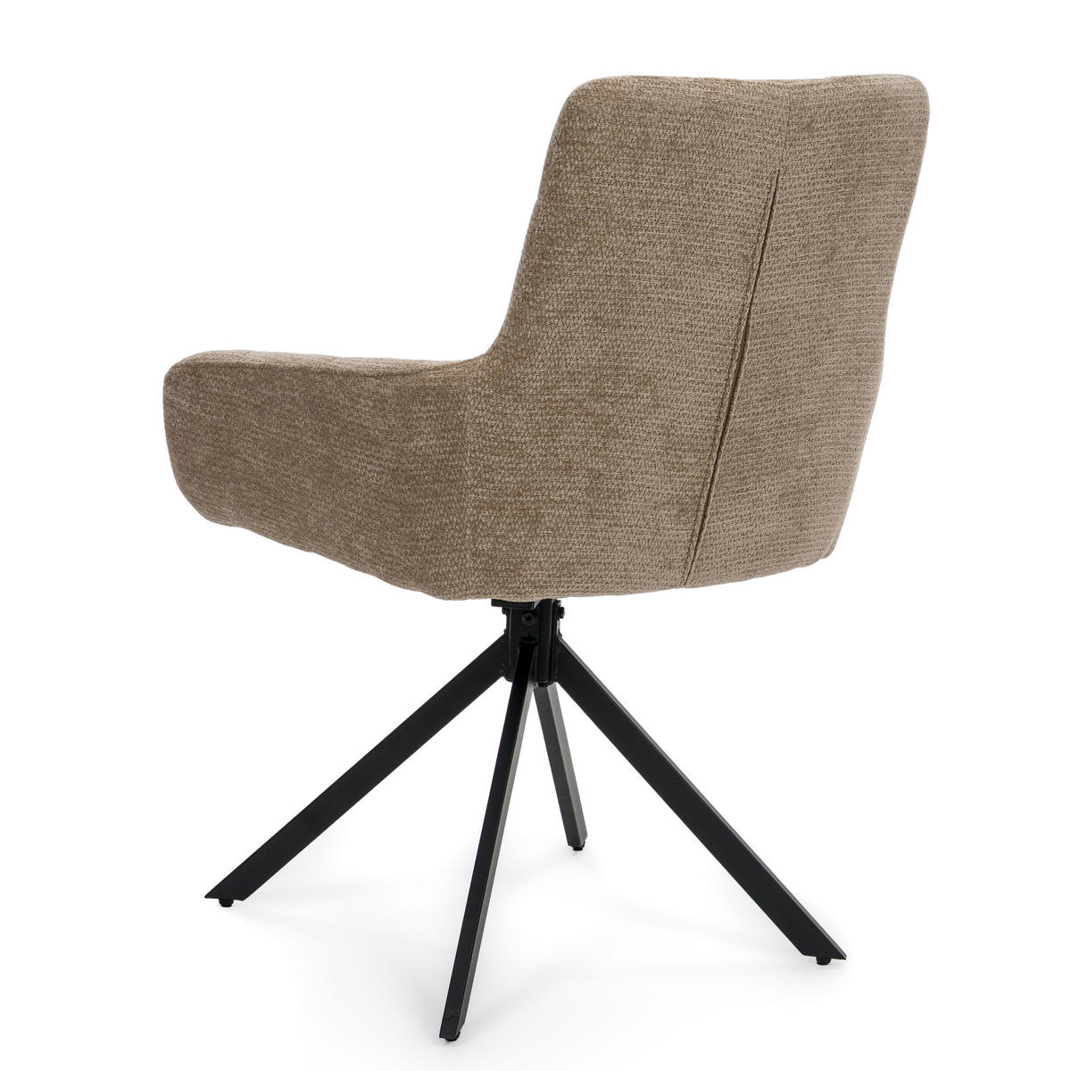 STUHL FUNO drehbar gepolsterter mit Steppung - beige - Chenille - Beige/Schwarz, Textil/Metall (58/87/60cm) - NEW HOME