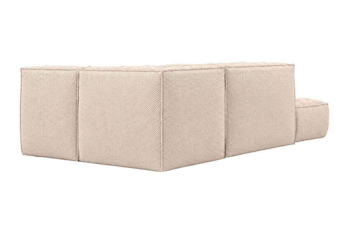 ROHOVÁ SEDAČKA modulární ve tvaru L s taburetem, plyšová tkanina Pop, Krémová, Levá strana, LAZY L s taburetem - krémová, dřevo (333/173cm) - Kaiser Möbel