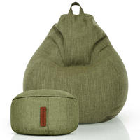 XXL-SITZSACK Indoor "Home Linen“+Hocker - Grün, Textil (100/120/50cm) - Green Bean