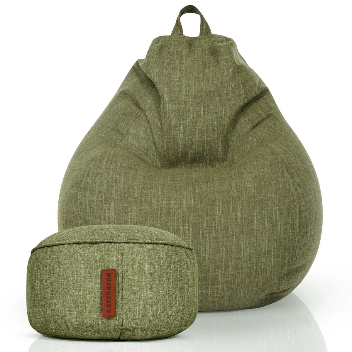XXL-SITZSACK Indoor "Home Linen“+Hocker - Grün, Textil (100/120/50cm) - Green Bean