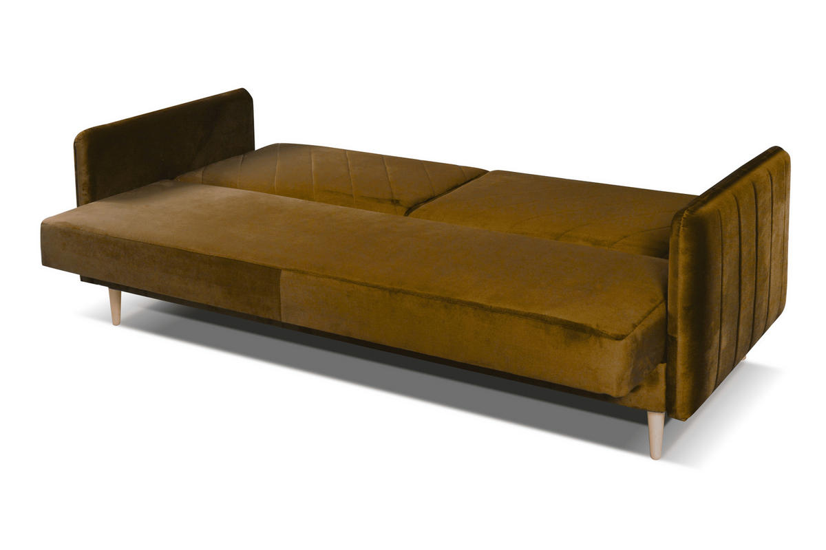 SCHLAFSOFA Vesto Honiggelb Velours - Bettkasten - 207x93 cm - Currygelb, Holz/Holzwerkstoff (207/93/93cm) - Ravio