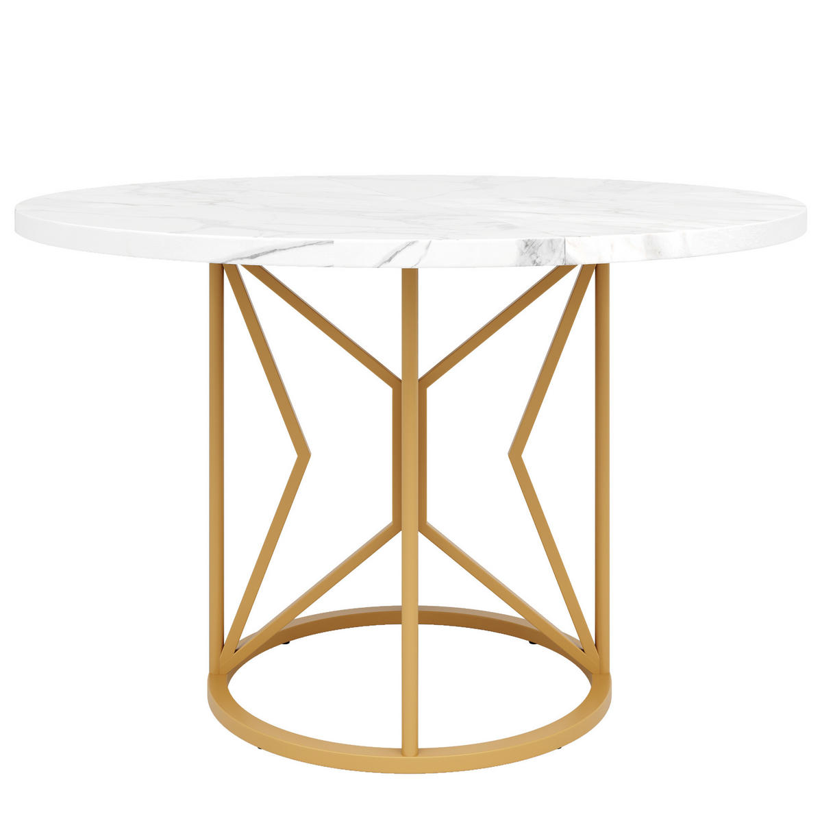 ESSTISCH, MDF in Marmoroptik & Metallgestell, 100/100/76 cm, Goldfarben - Goldfarben, Holzwerkstoff (100/100/76cm) - Redom