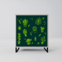 SIDEBOARD DESERT GREEN, Grau, 57,5x42x67,5 cm, Schwarze Metall-Rahmenfüße - Multicolor/Schwarz, Holzwerkstoff/Metall (57.5/67.5/42cm) - SpaceRebels