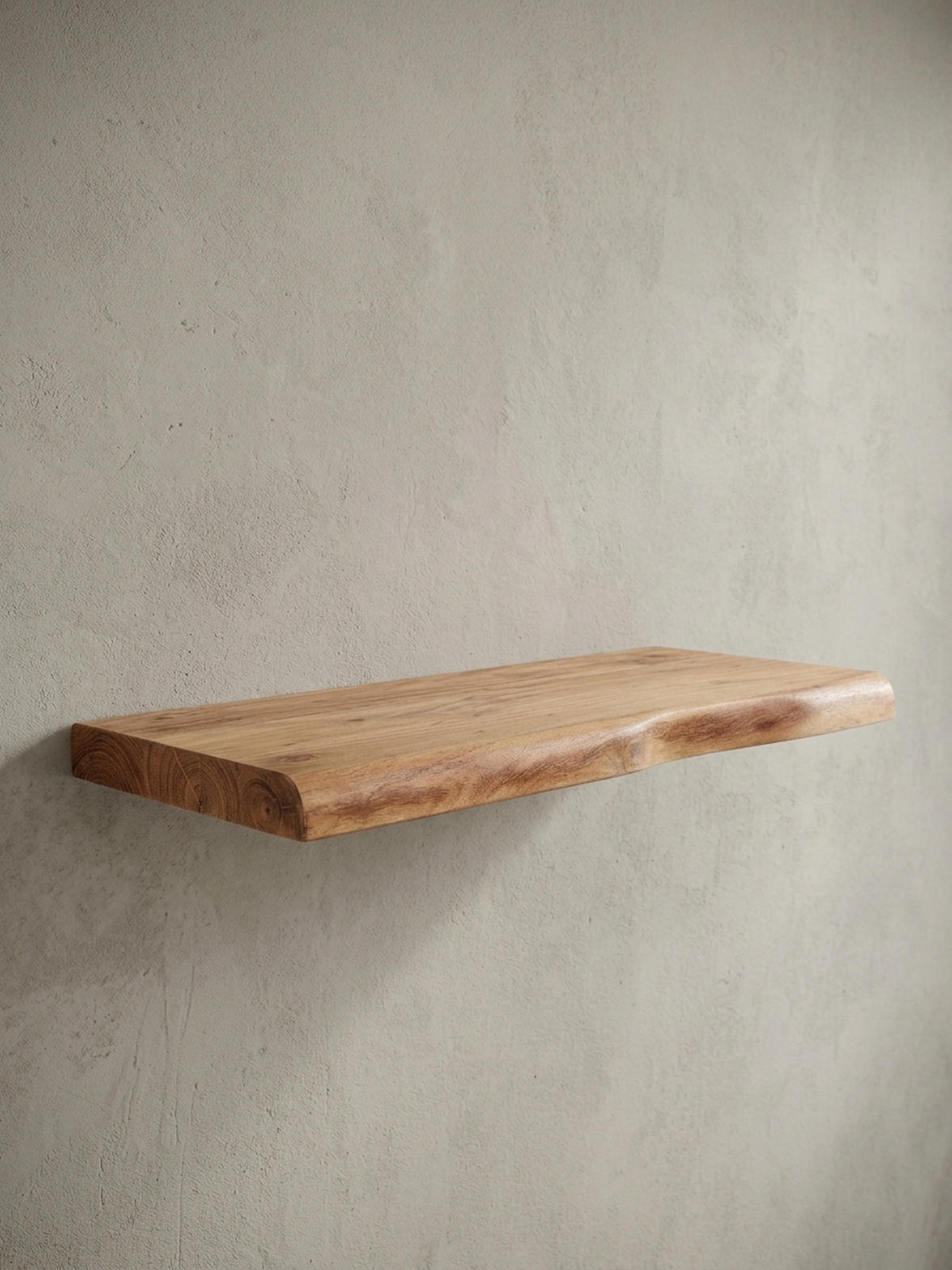 WANDREGAL Akazienholz Baumkante Rustikal, Beige 60x26x4 cm - Beige, Holz (60/4/26cm) - KADIMA DESIGN