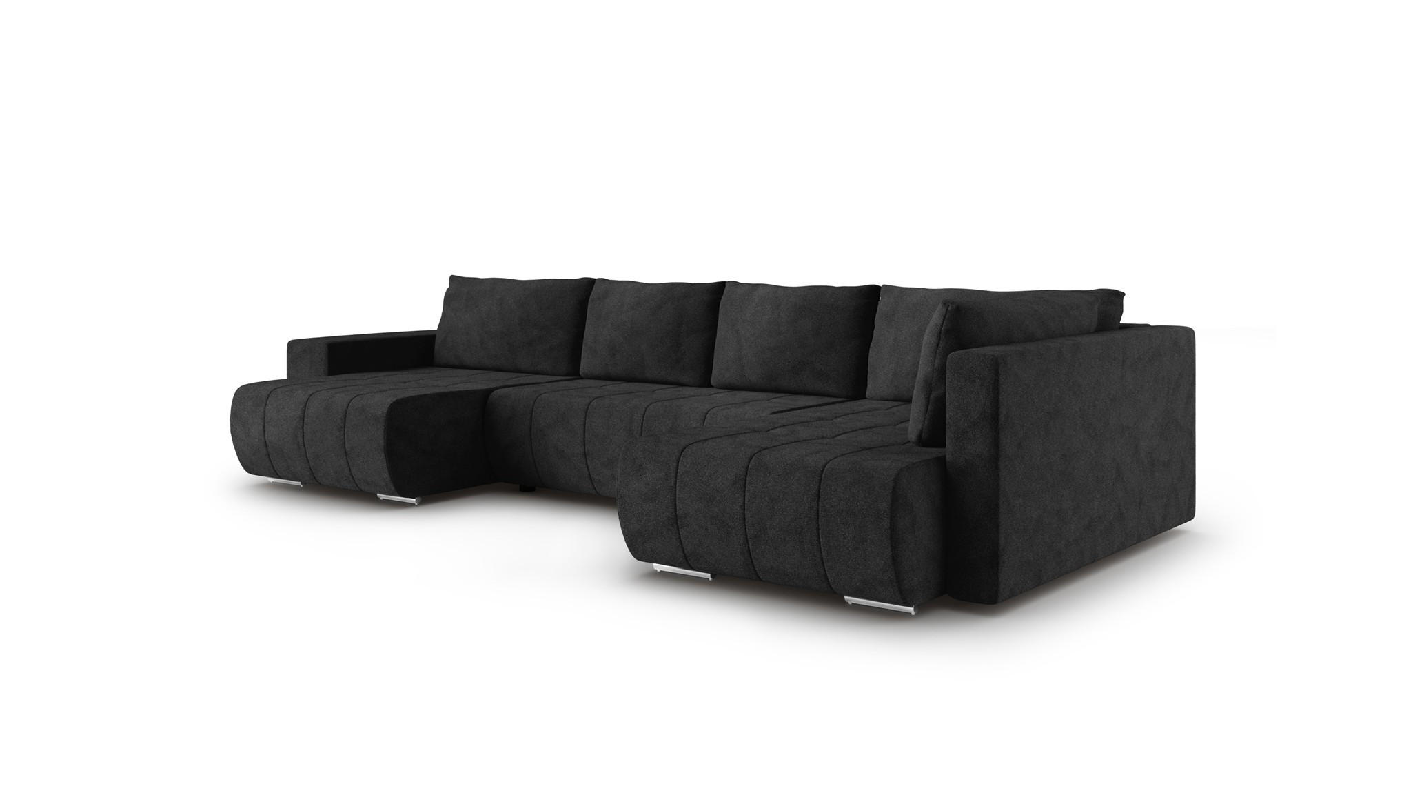 WOHNLANDSCHAFT Armanda - Schwarz, Holzwerkstoff/Textil (185/83/392cm) - Fun Möbel