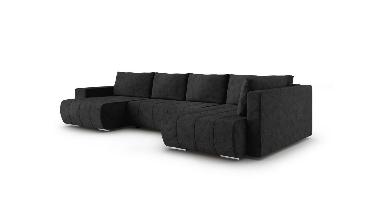 WOHNLANDSCHAFT Armanda - Schwarz, Holzwerkstoff/Textil (185/83/392cm) - Fun Möbel