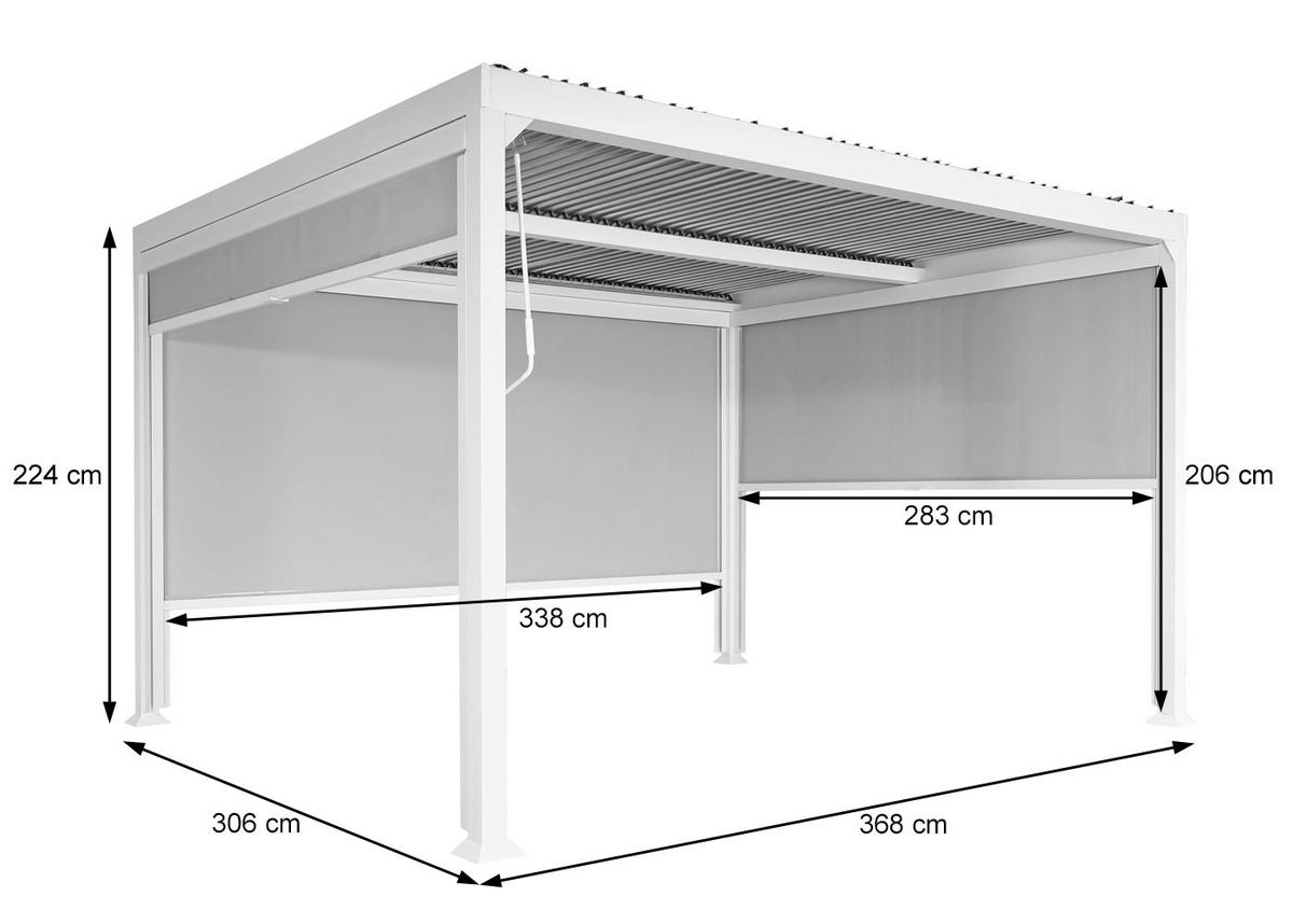 ALU PERGOLA MIT SEITENWAND Weiß - Weiß, Metall (368/224/306cm) - MCW