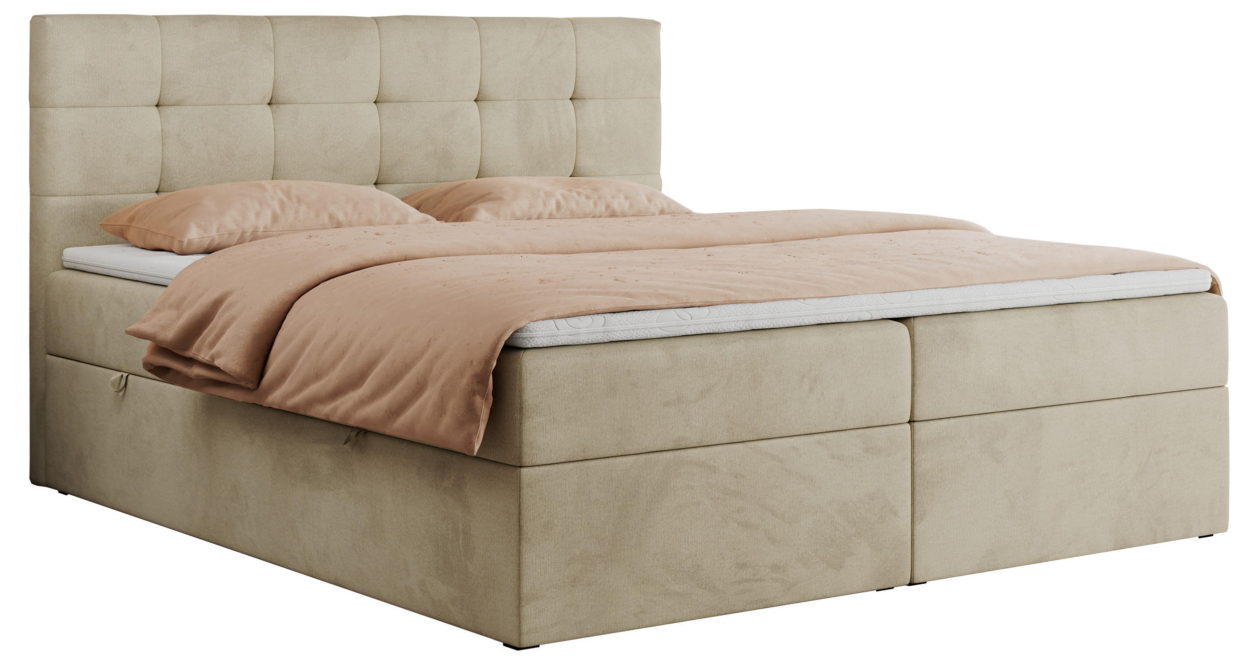 BOXBETT CENTO 200/200 Beige Velvet - H4 - Beige, Holz/Textil (200/200cm) - MKS