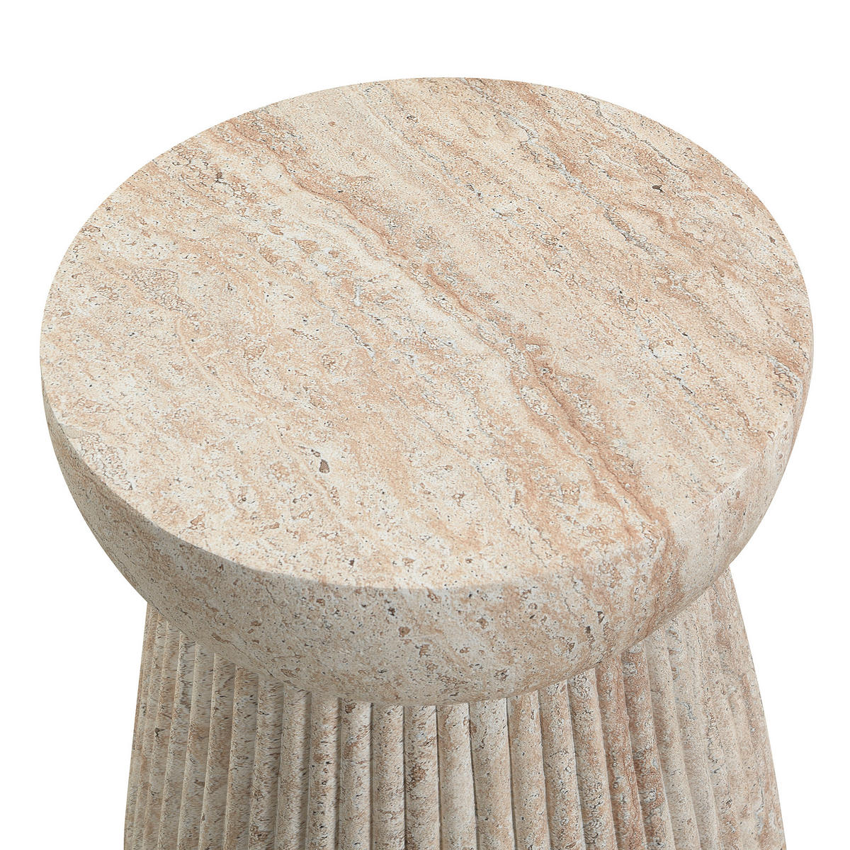 BEISTELLTISCH, MgO, Indoor/Outdoor, Travertinoptik - Beige, Naturmaterialien (38/38/43cm) - FLIEKS