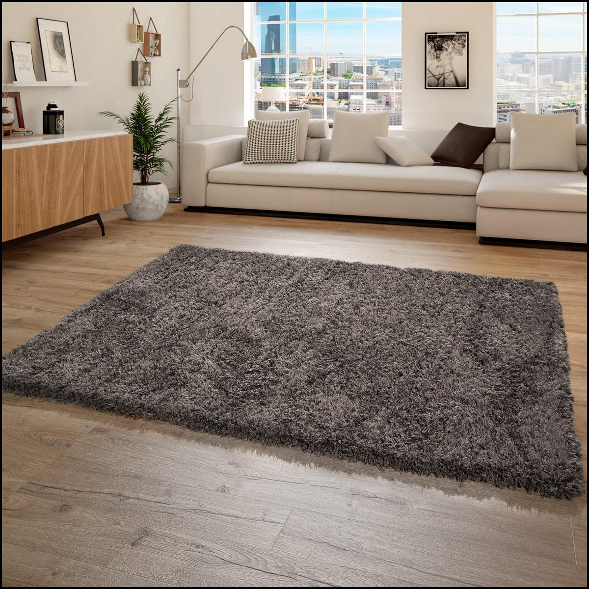HOCHFLORTEPPICH 80/150 cm Milano 861 - Anthrazit, Kunststoff (80/150cm) - Paco Home