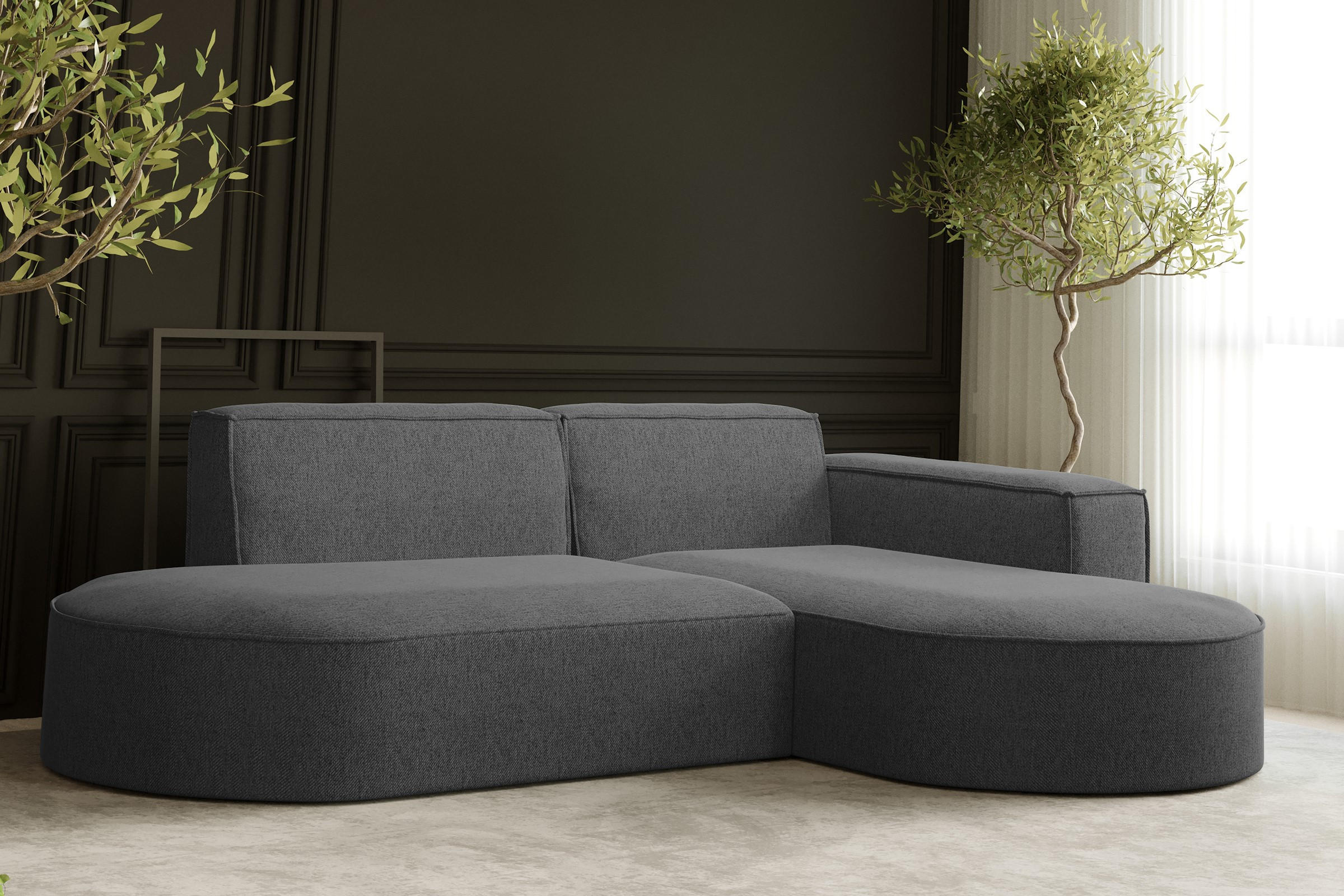 ECKSOFA MODENA L STUDIO Stoff Verita Stahl Rechts - Dunkelgrau, Holz (236/165cm) - Kaiser Möbel
