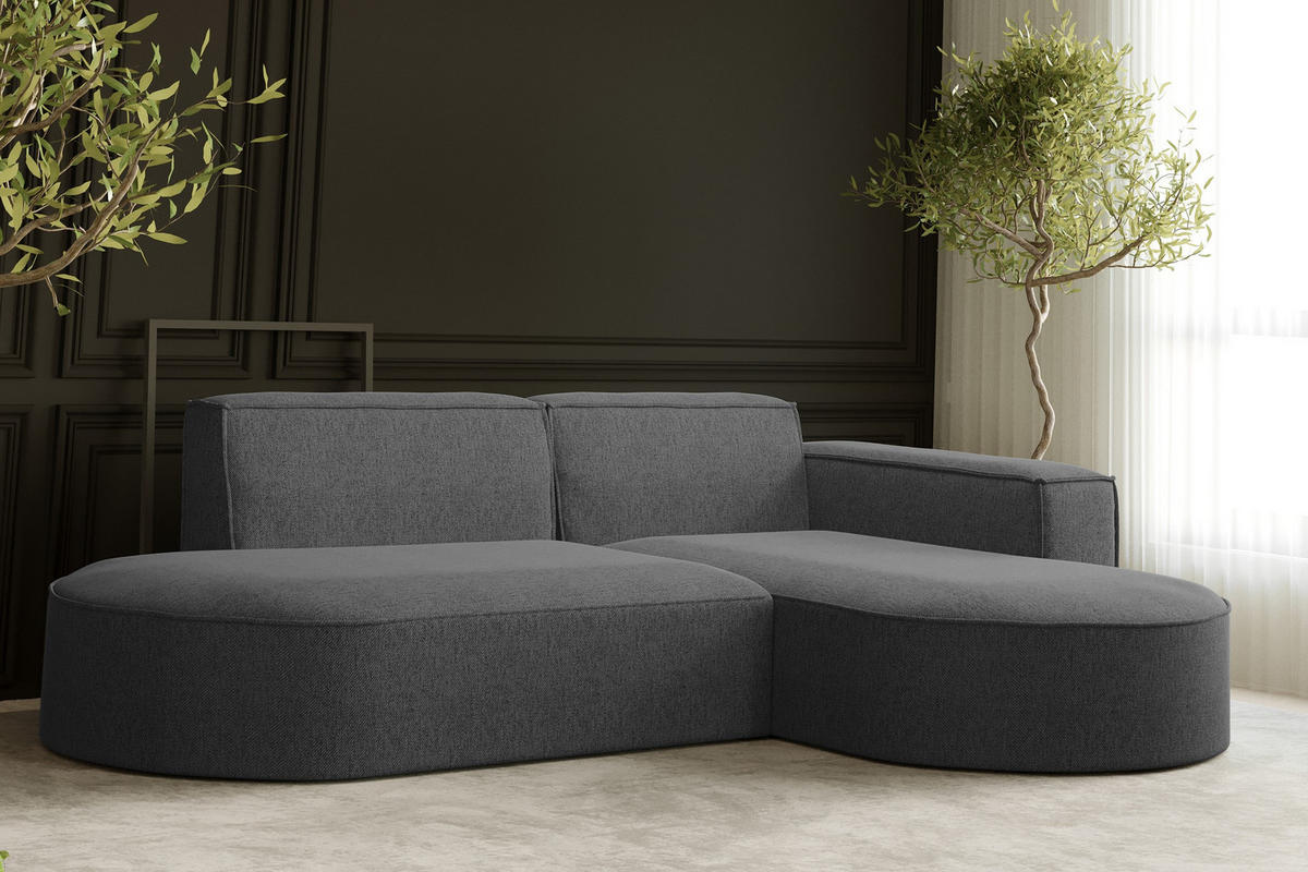 ECKSOFA MODENA L STUDIO Stoff Verita Stahl Rechts - Dunkelgrau, Holz (236/165cm) - Kaiser Möbel