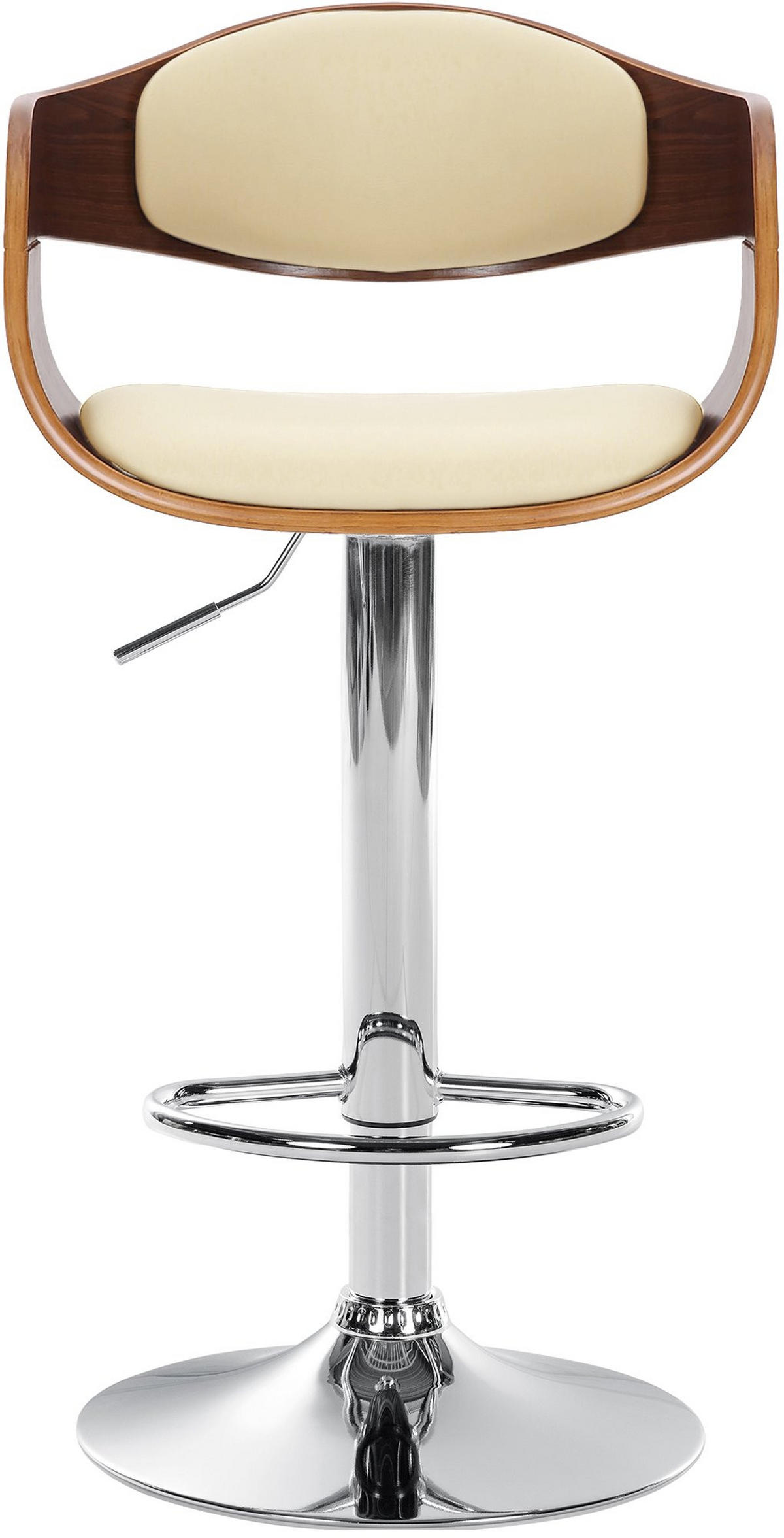 BARHOCKER Lederlook walnuss/creme - Walnussfarben/Creme, Textil/Metall (50/88/48cm) - CLP