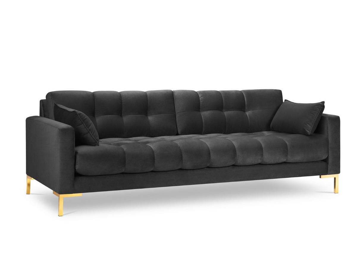 SOFA Mamaia aus Samt dunkelgrau 4 Sitzplätze - Dunkelgrau, Textil (92/75/217cm) - Micadoni