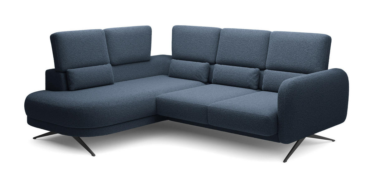 ECKSOFA ILUSIO L 250x205cm, Schlaffunktion, Blau, Links - Blau, Holz/Textil (205/248cm) - DomoHome