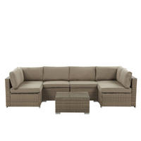 LOUNGE SET 6-Sitzer modular Braun Auflagen braun Belvedere - Braun, Kunststoff - Beliani